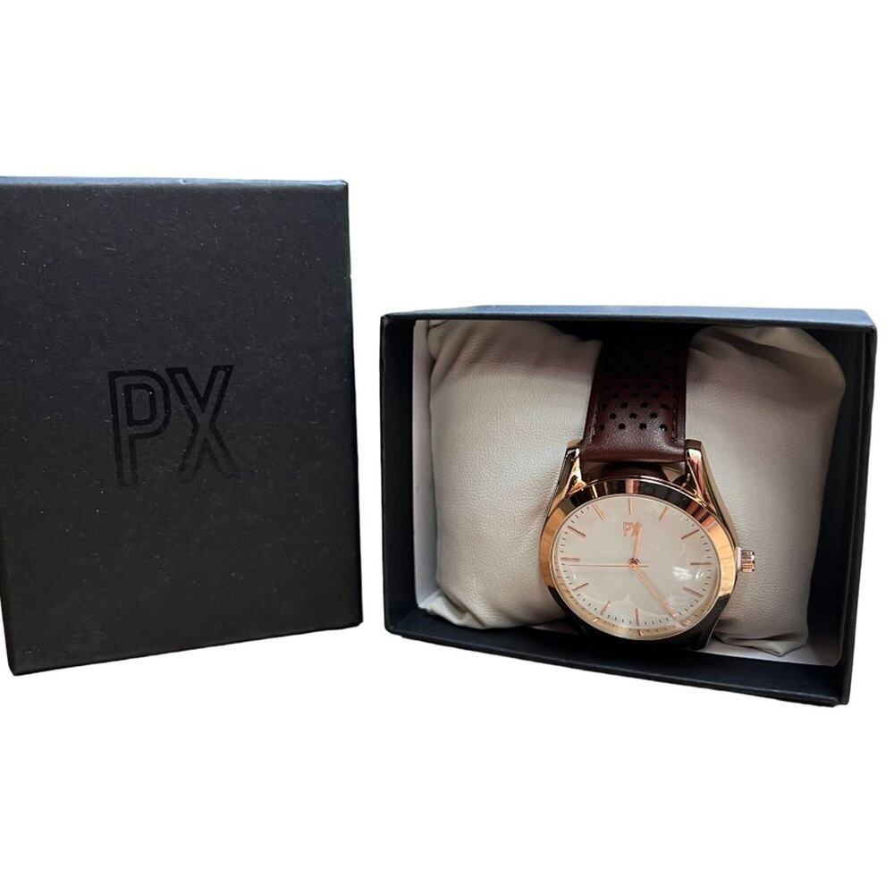 PX Perforated Leather Gold Tone Watch - Picture 8 of 8
